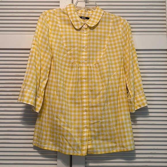 Chadwicks Tops - CHADWICKS Yellow Gingham 3/4 Sleeve Blouse